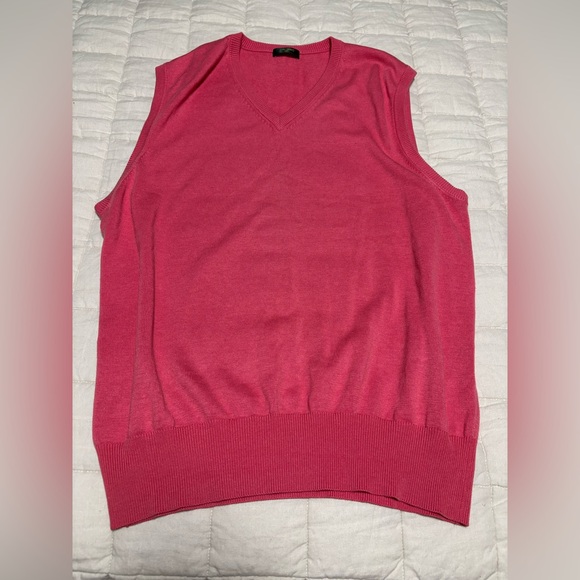 TOM JAMES Luxury Silk Cotton V Beck Sweater Vest SALMON - Large - Picture 1 of 5